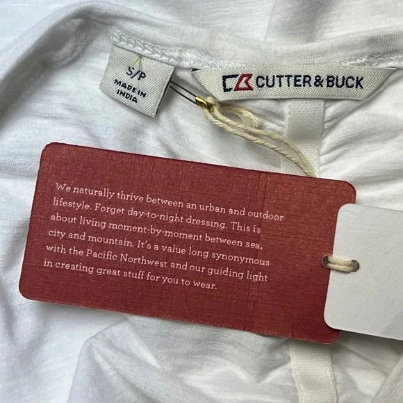 Cutter & Buck Knit Top S White Graphic Long Sleeve Athleisure Sporty Comfort NEW - Picture 12 of 13